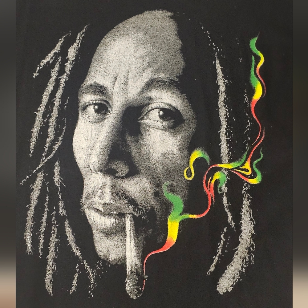Zion Rootswear Black Drawing with Bold Portrait and Colorful Smoke